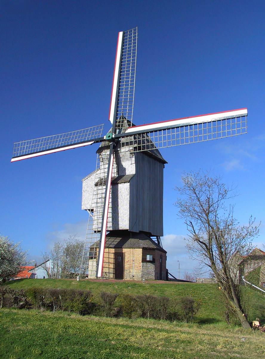 [Windmill. An old windmill at Hondschoote (Northern France) - 12th century. JMJ.   Canon powershot Pro 90. Digital camera Canon powershot Pro 90]